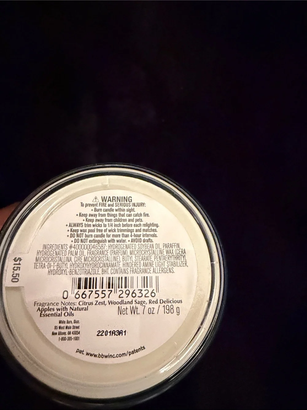 White Barn Fresh Fall Morning Scented Candle - Deep Blue with Gold Accents